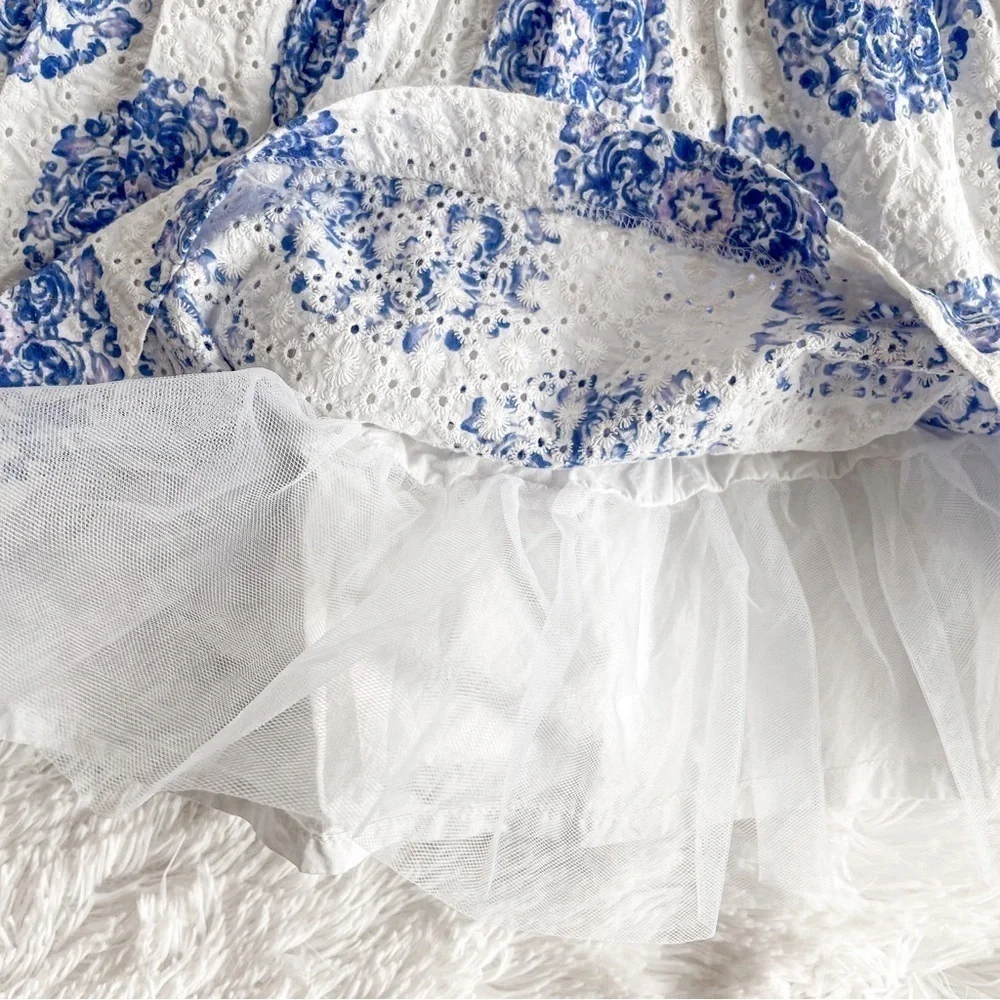 Janie‎ & Jack | Eyelet Tile Dress with Tulle Skirt, size 4, EUC